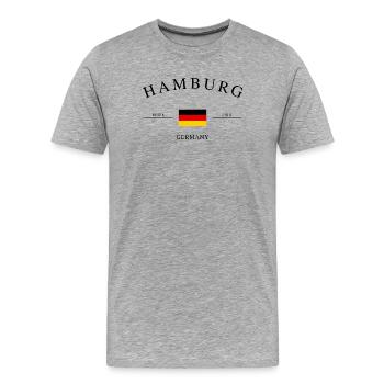 Hambourg, Allemagne – Souvenir et cadeau des Fêtes - T-shirt bio Premium Homme - gris chiné - Devant - Damien (186cm)