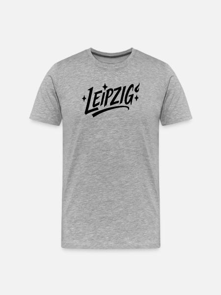 Leipzig Star Lettering - Men's Premium Organic T-Shirt - heather grey