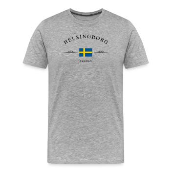 Helsingborg, Suède – Souvenir et cadeau des Fêtes - T-shirt bio Premium Homme - gris chiné - Devant - Damien (186cm)