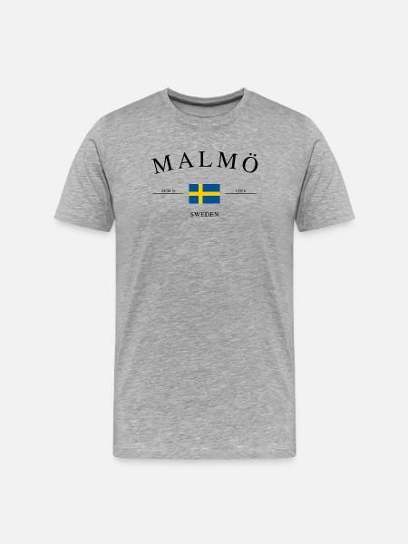 Malmö Sverige – Semestersouvenir och gåva - Organic T-shirt Ekologisk premium-T-shirt herr - gråmelerad