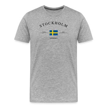 Stockholm, Suède – Souvenir et cadeau des Fêtes - T-shirt bio Premium Homme - gris chiné - Devant - Damien (186cm)