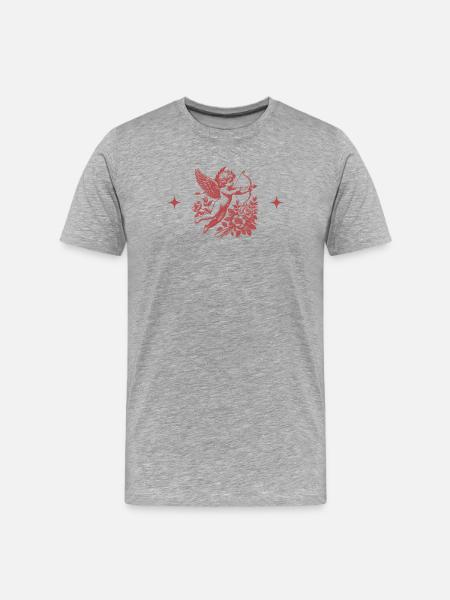 Cupid Floral Bow - Men's Premium Organic T-Shirt - heather grey