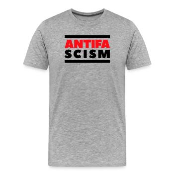 ANTIFA - Antifascisme - T-shirt bio Premium Homme - gris chiné - Devant - Damien (186cm)