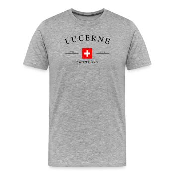 Lucerne, Suisse – Souvenir et cadeau des Fêtes - T-shirt bio Premium Homme - gris chiné - Devant - Damien (186cm)