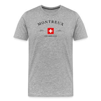 Montreux, Suisse – Souvenir et cadeau des Fêtes - T-shirt bio Premium Homme - gris chiné - Devant - Damien (186cm)