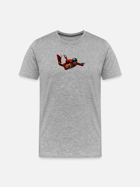 Red skydiver in jump - Men's Premium Organic T-Shirt - heather grey