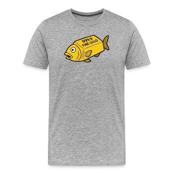 Comic Cartoon Goldfisch Goldbarren Fine Gold Fisch - Männer Premium Bio T-Shirt - Grau meliert - Vorne - Damien (186cm)