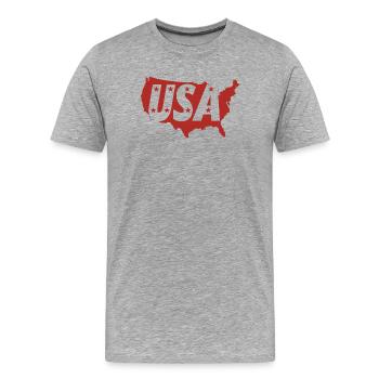 USA-Karte mit Buchstaben-Monogrammen und Sternen - Männer Premium Bio T-Shirt - Grau meliert - Vorne - Damien (186cm)