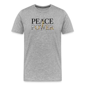 Frieden und Macht - Männer Premium Bio T-Shirt - Grau meliert - Vorne - Damien (186cm)
