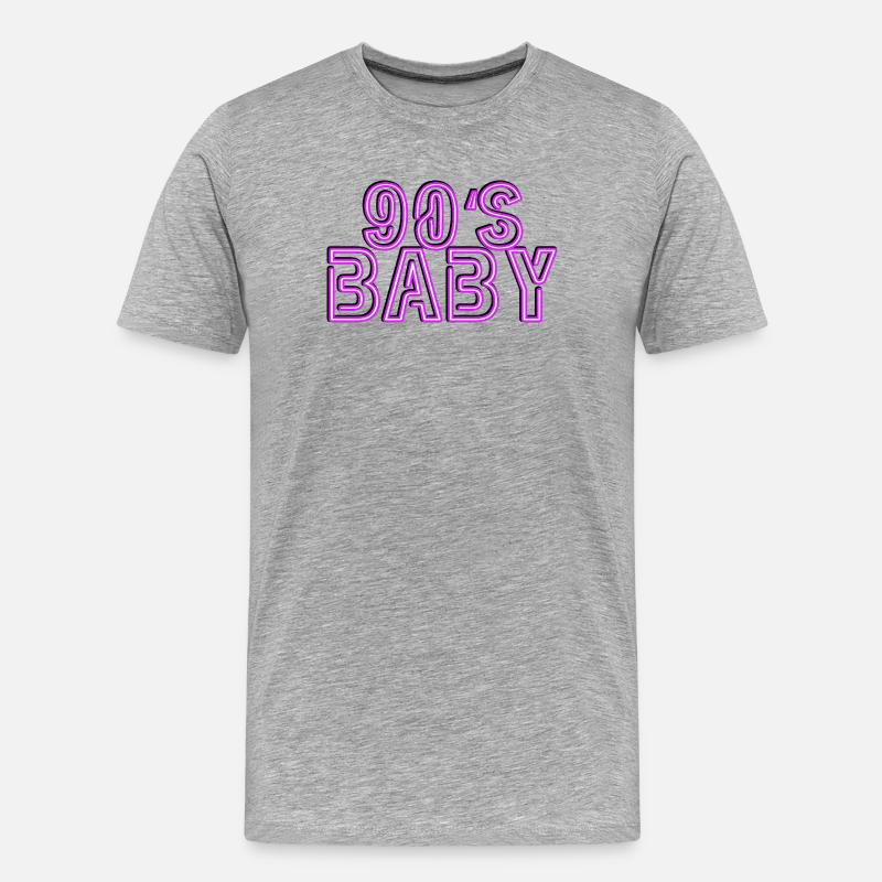 90 Baby  - Männer Premium Bio T-Shirt - Grau meliert