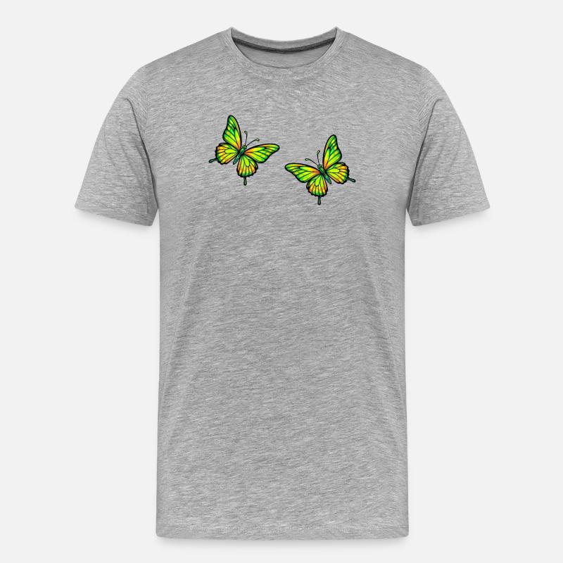 Leuchtende Schmetterlinge - Männer Premium Bio T-Shirt - Grau meliert