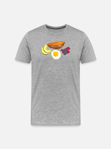 Fried egg, sweet potato, avocado and berries - Men's Premium Organic T-Shirt - heather grey