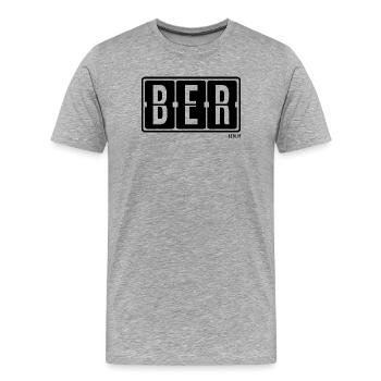 Berlin BER, city Hoodie, Tasche Souvenir - Männer Premium Bio T-Shirt - Grau meliert - Vorne - Damien (186cm)