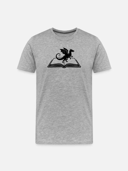 Dragon on Book Fantasy - Men's Premium Organic T-Shirt - heather grey