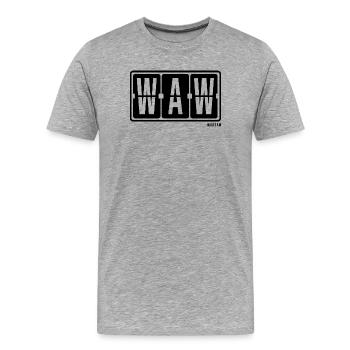 Warschau WAW, City Souvenir Hoodie, T-Shirt, Cap - Männer Premium Bio T-Shirt - Grau meliert - Vorne - Damien (186cm)