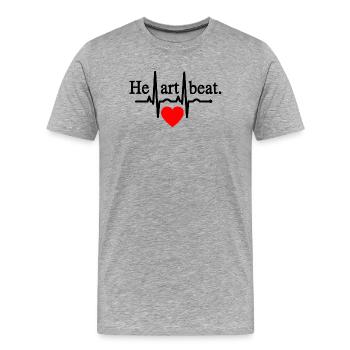 Battement de cœur - Noir - T-shirt bio Premium Homme - gris chiné - Devant - Damien (186cm)