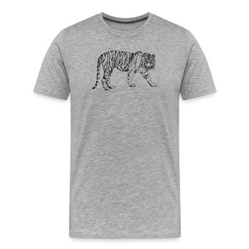 TIGER - Männer Premium Bio T-Shirt - Grau meliert - Vorne - Damien (186cm)