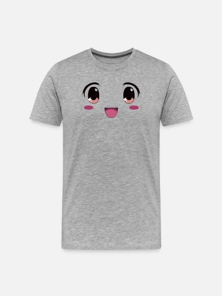 Cute face kawaii manga style - Men's Premium Organic T-Shirt - heather grey