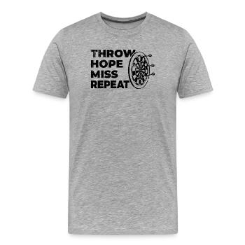 Dicton du joueur de fléchettes - T-shirt bio Premium Homme - gris chiné - Devant - Damien (186cm)