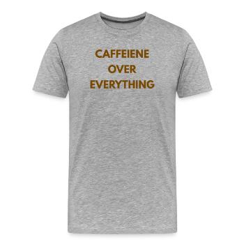 Caffeine Over Everything Minimal Coffee Design - T-shirt bio Premium Homme - gris chiné - Devant - Damien (186cm)