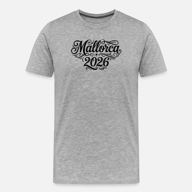 Mallorca 2026 Palme - Männer Premium Bio T-Shirt - Grau meliert
