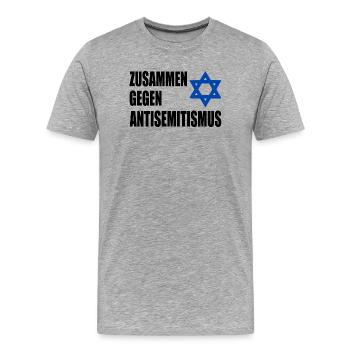 zusammen gegen antisemitism - Männer Premium Bio T-Shirt - Grau meliert - Vorne - Damien (186cm)