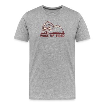Je me suis réveillé fatigué - T-shirt bio Premium Homme - gris chiné - Devant - Damien (186cm)