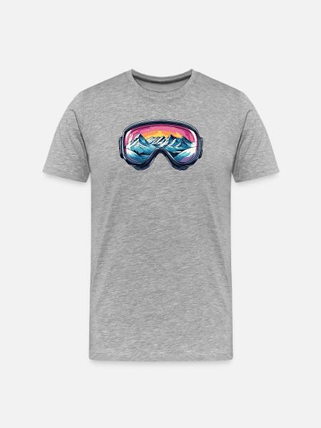 Skibrille Berge Ski - Männer Premium Bio T-Shirt - Grau meliert