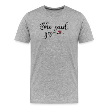 sie hat ja gesagt - Männer Premium Bio T-Shirt - Grau meliert - Vorne - Damien (186cm)