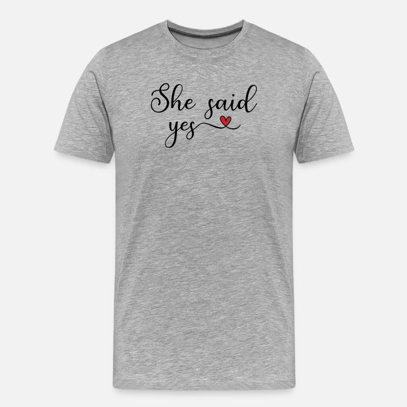 sie hat ja gesagt - Männer Premium Bio T-Shirt - Grau meliert