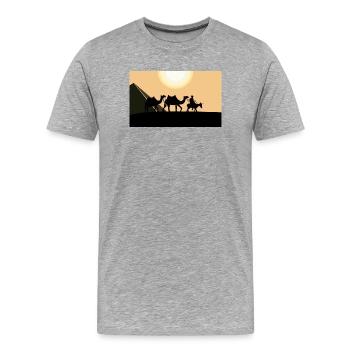 Vision du monde arabe : Promenade au soleil - T-shirt bio Premium Homme - gris chiné - Devant - Damien (186cm)