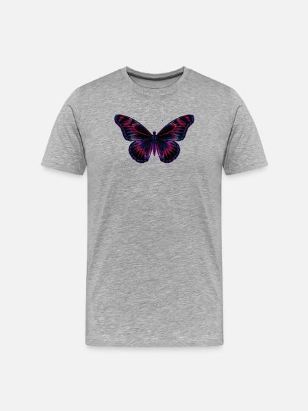 Papillon néon holographique - T-shirt bio Premium Homme - gris chiné