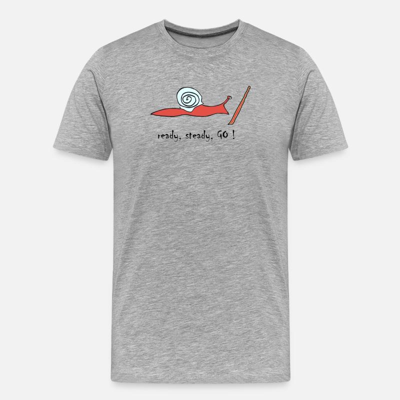 running snail -- ready, steady, GO ! - Männer Premium Bio T-Shirt - Grau meliert