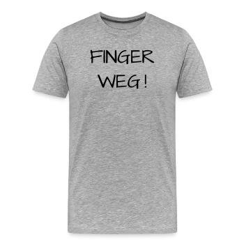 Finger weg! - Männer Premium Bio T-Shirt - Grau meliert - Vorne - Damien (186cm)