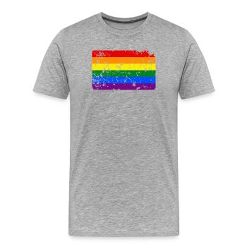 Effet vintage drapeau lgbt - T-shirt bio Premium Homme - gris chiné - Devant - Damien (186cm)