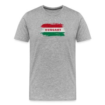 Ungarn Vintage Flagge / Geschenk Budapest - Männer Premium Bio T-Shirt - Grau meliert - Vorne - Damien (186cm)