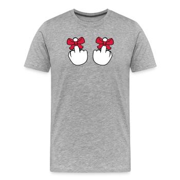 2 haende wichser mittelfinger zeigen beleidigen fi - Männer Premium Bio T-Shirt - Grau meliert - Vorne - Damien (186cm)