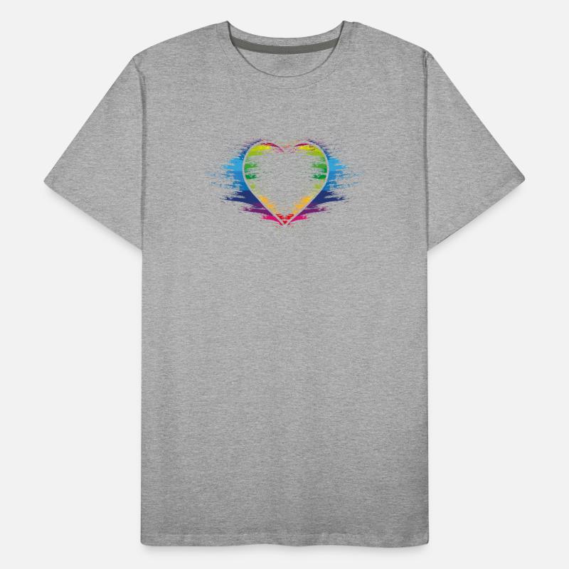 Regenbogen Herz Männer Premium Bio T-Shirt