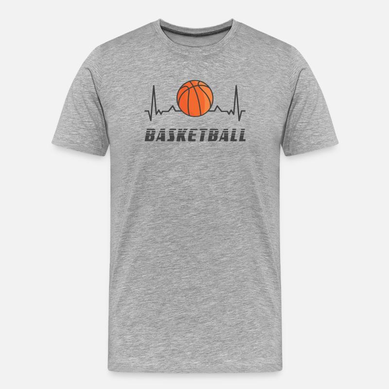 Basketball Herzfrequenz Design - Männer Premium Bio T-Shirt - Grau meliert
