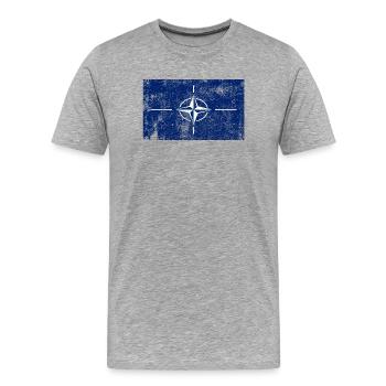 Drapeau de l’OTAN Drapeau Grunge Rétro Vintage - T-shirt bio Premium Homme - gris chiné - Devant - Damien (186cm)