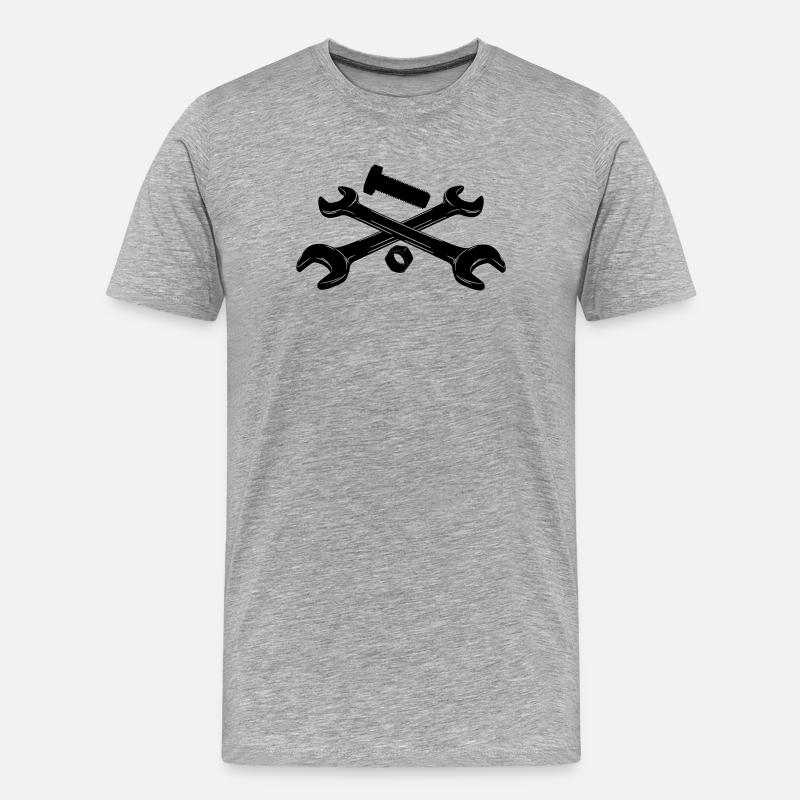 Schraubenschlüssel Bolzen und Mutter - Männer Premium Bio T-Shirt - Grau meliert