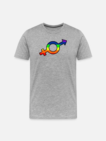 Gender-Transgender-Logo mit Regenbogen - Männer Premium Bio T-Shirt - Grau meliert