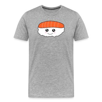 Kawaii Sushi Roll Kawaii Food Kawaii Autocollant - T-shirt bio Premium Homme - gris chiné - Devant - Damien (186cm)