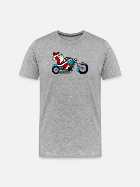 Santa motorcycle design with snow - Men's Premium Organic T-Shirt - heather grey