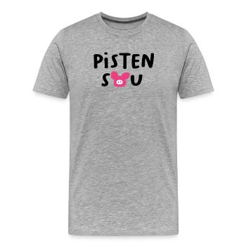 Pistensau Skipiste Quotes Skiurlaub Après-Ski Fun - Männer Premium Bio T-Shirt - Grau meliert - Vorne - Damien (186cm)