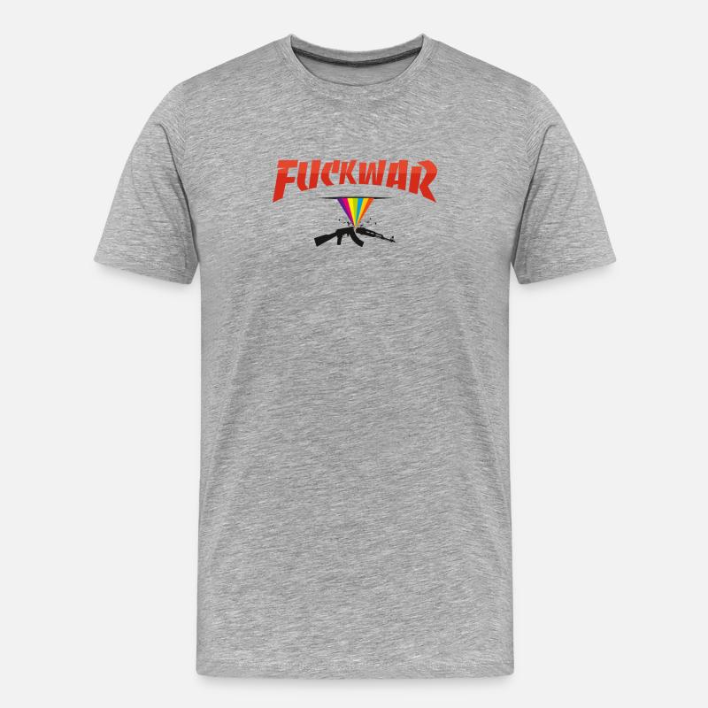 Fuckwar Regenbogen Waffe Statement - Männer Premium Bio T-Shirt - Grau meliert