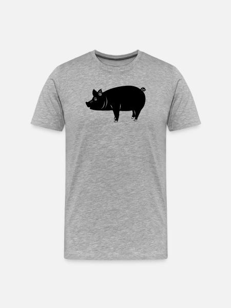 Pig logo Shadow image - Men's Premium Organic T-Shirt - heather grey