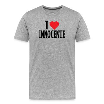 T-Shirt I love Innocente T-Shirt Geschenkidee - Männer Premium Bio T-Shirt - Grau meliert - Vorne - Damien (186cm)