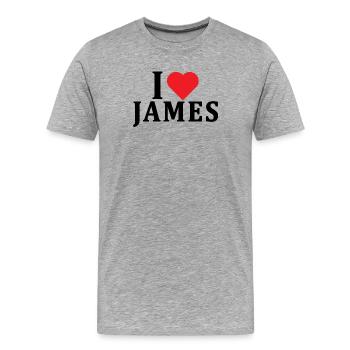 t-shirt I love James t-shirt gift idea - Men's Premium Organic T-Shirt - heather grey - Front - Damien (186cm)