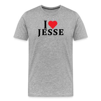 T-Shirt I love Jesse T-Shirt Geschenkidee - Männer Premium Bio T-Shirt - Grau meliert - Vorne - Damien (186cm)